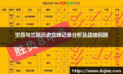 里昂与兰斯历史交锋记录分析及战绩回顾